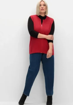Ärmellose Strickweste mit Reißverschluss<sheego Discount