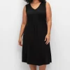 Ärmelloses Jerseykleid mit Raffung vorn<sheego Hot