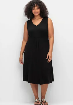 Ärmelloses Jerseykleid mit Raffung vorn<sheego Hot