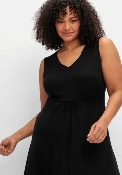 Ärmelloses Jerseykleid mit Raffung vorn<sheego Hot