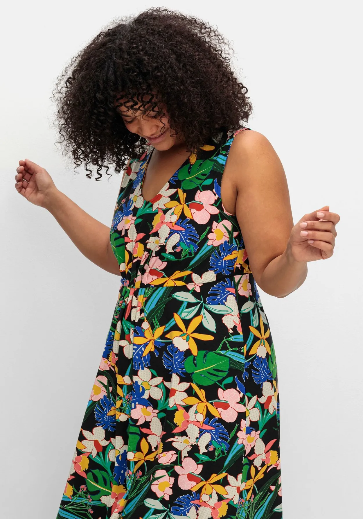 Ärmelloses Jerseykleid mit Blumendruck<sheego by Joe Browns Sale
