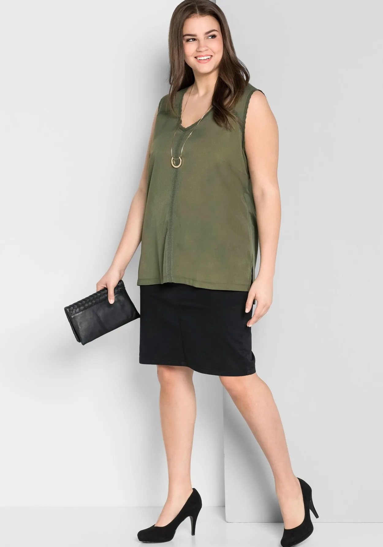 Rock in kniefreier Länge, aus Baumwoll-Twill<sheego Clearance