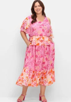 Rüschenkleid mit Cut-out und Volants in Kontrast<sheego loves miss goodlife New