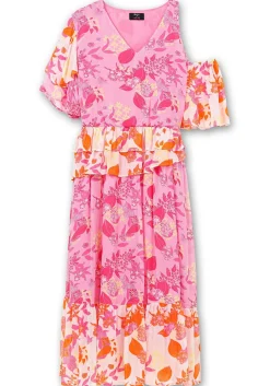 Rüschenkleid mit Cut-out und Volants in Kontrast<sheego loves miss goodlife New