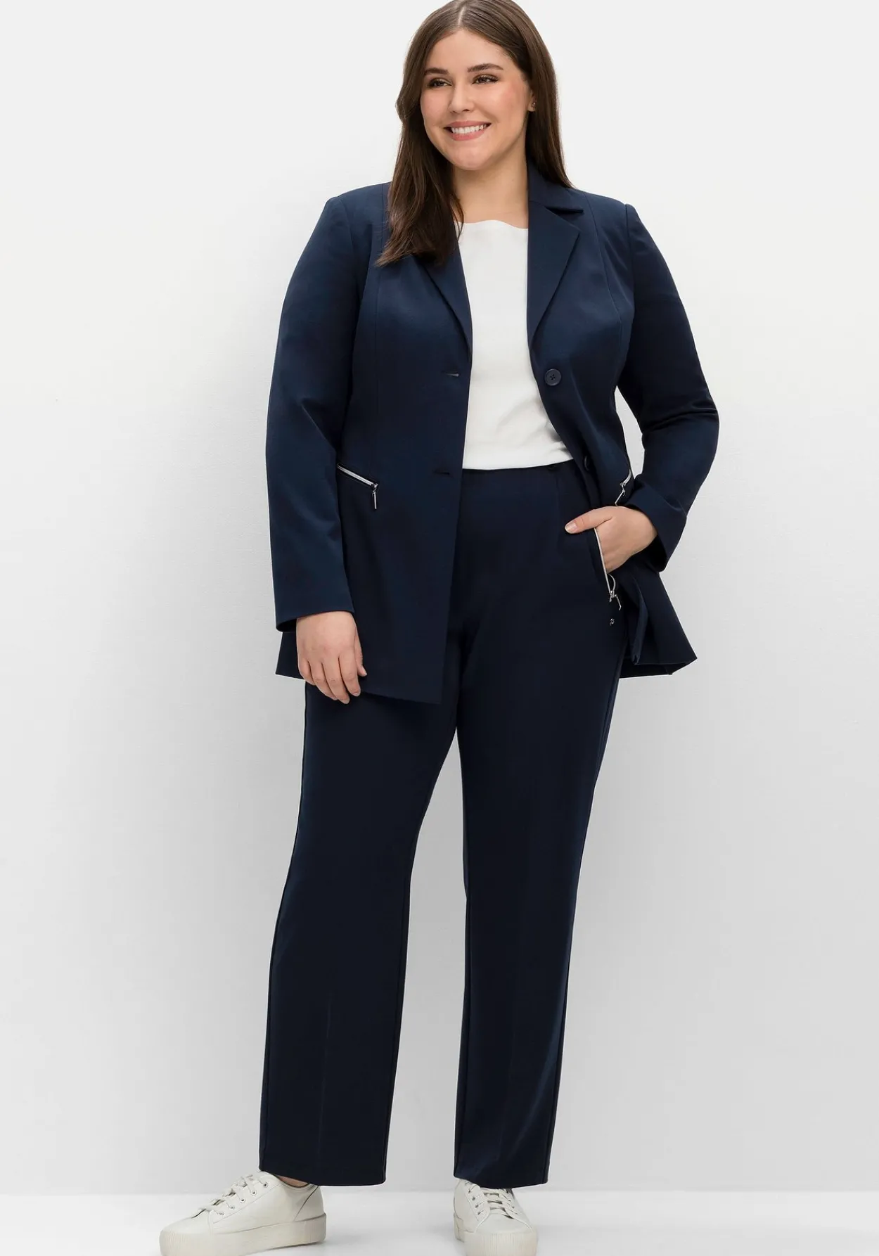 Schlupfhose mit Bügelfalten und Deko-Zipper<sheego Sale