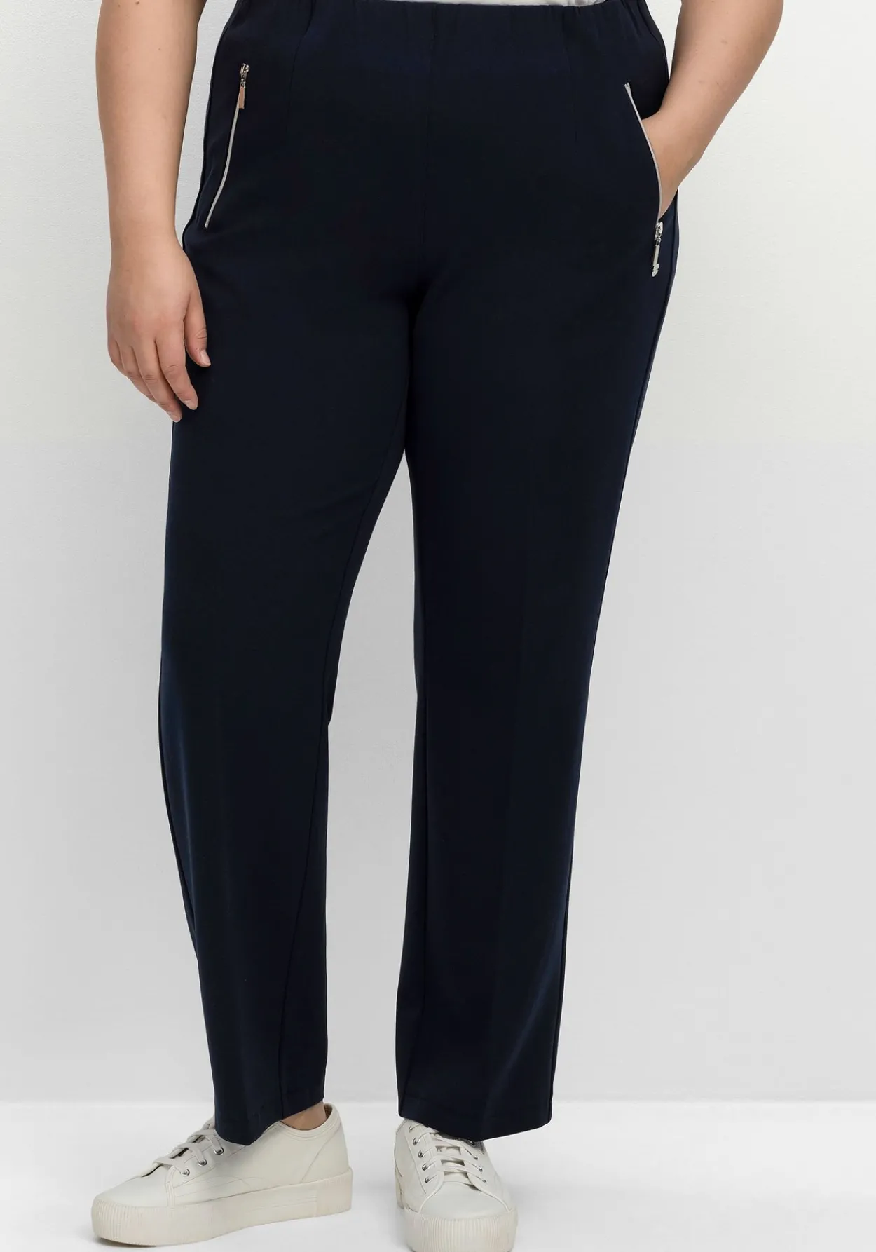 Schlupfhose mit Bügelfalten und Deko-Zipper<sheego Sale