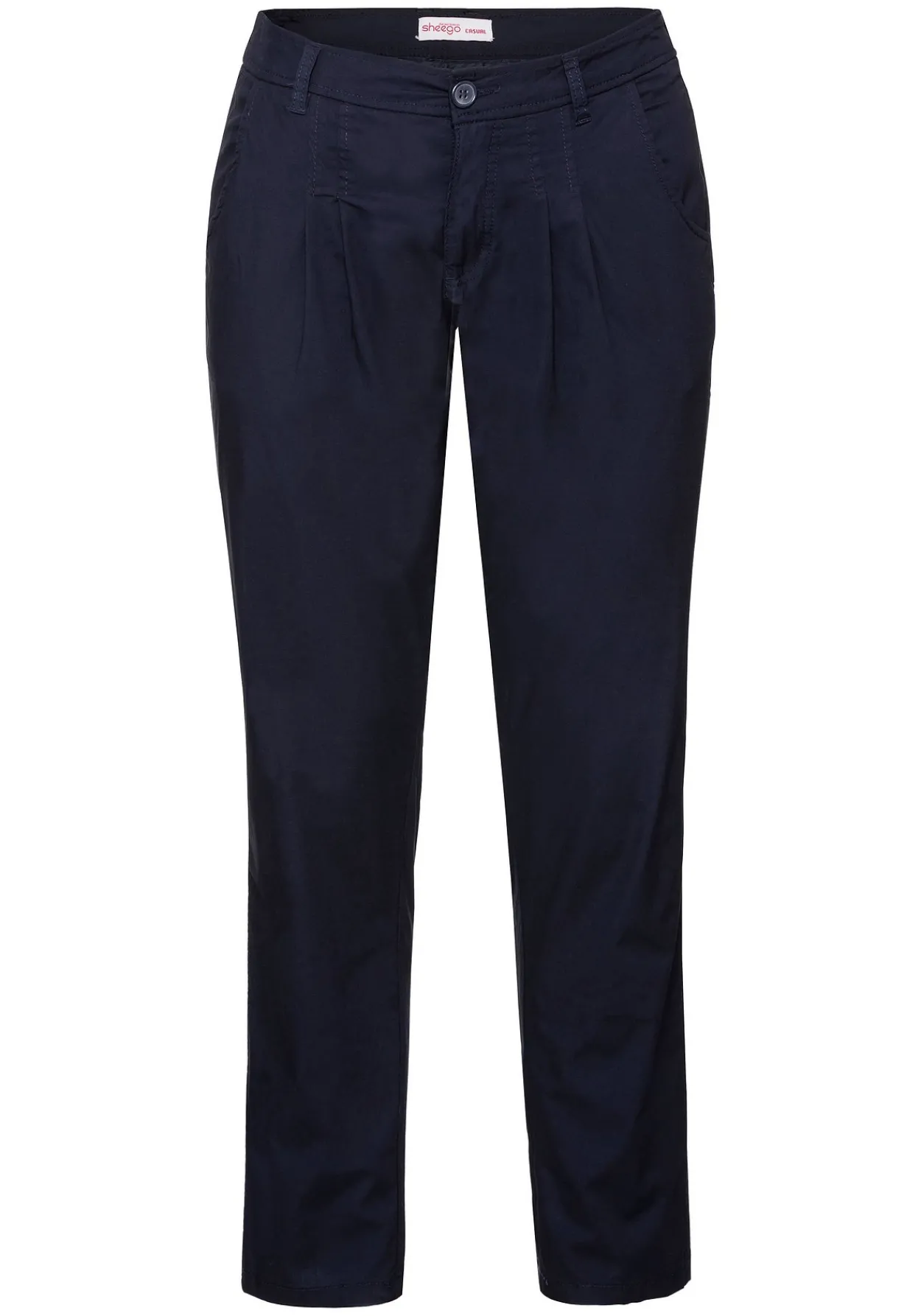 Schmal zulaufende Chinohose mit Bundfalten<sheego Discount
