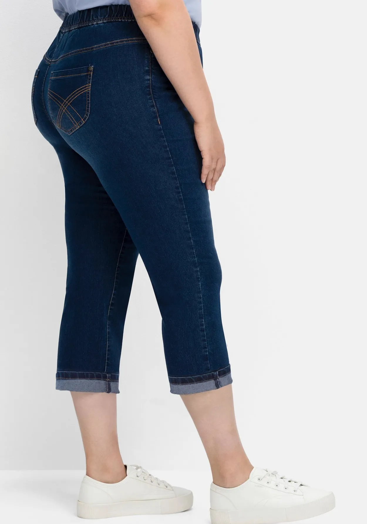 Schmale Caprijeans mit Saumumschlag<sheego Outlet