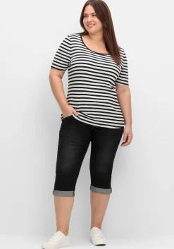 Schmale Caprijeans mit Used-Effekten<sheego Best