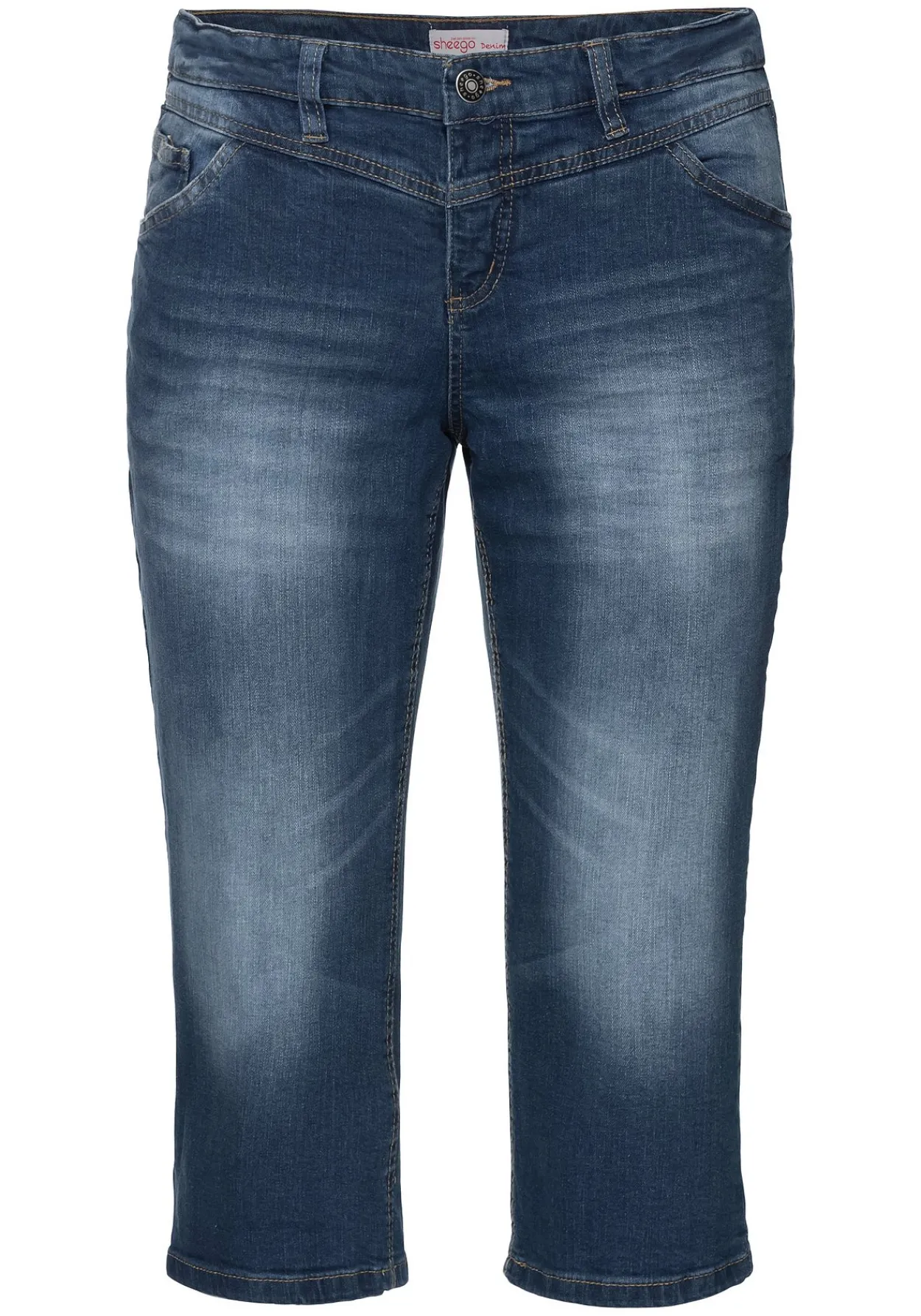 Schmale Caprijeans mit Used-Effekten<sheego Clearance