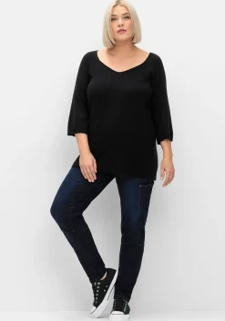 Schmale Cargo-Jeans mit Tasche seitlich am Bein<sheego New