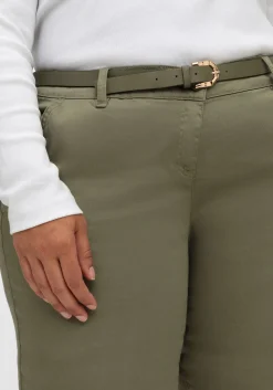 Schmale Chinohose mit Gürtel<sheego Clearance