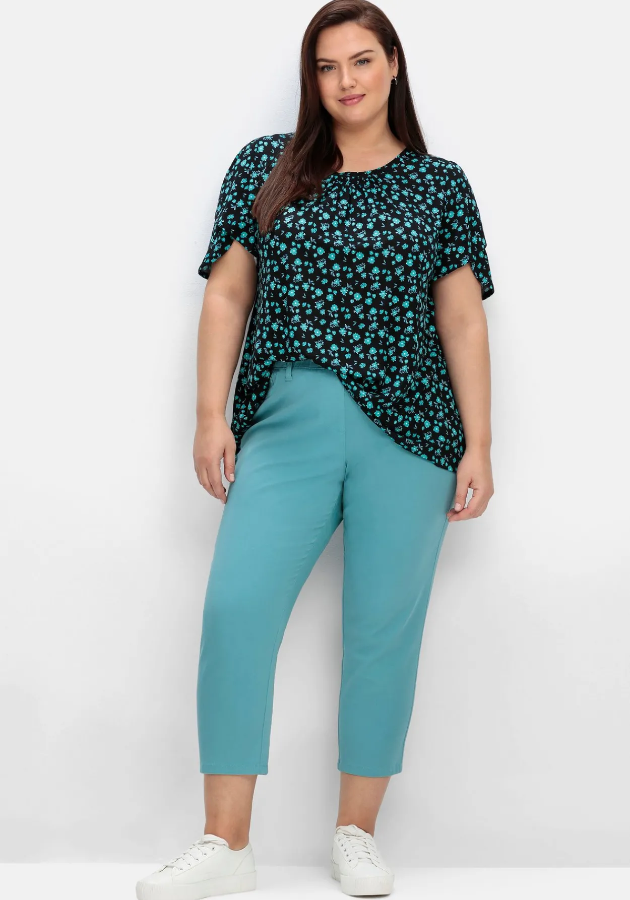 Schmale 7/8-Hose mit Gummibund, aus Twill<sheego Outlet