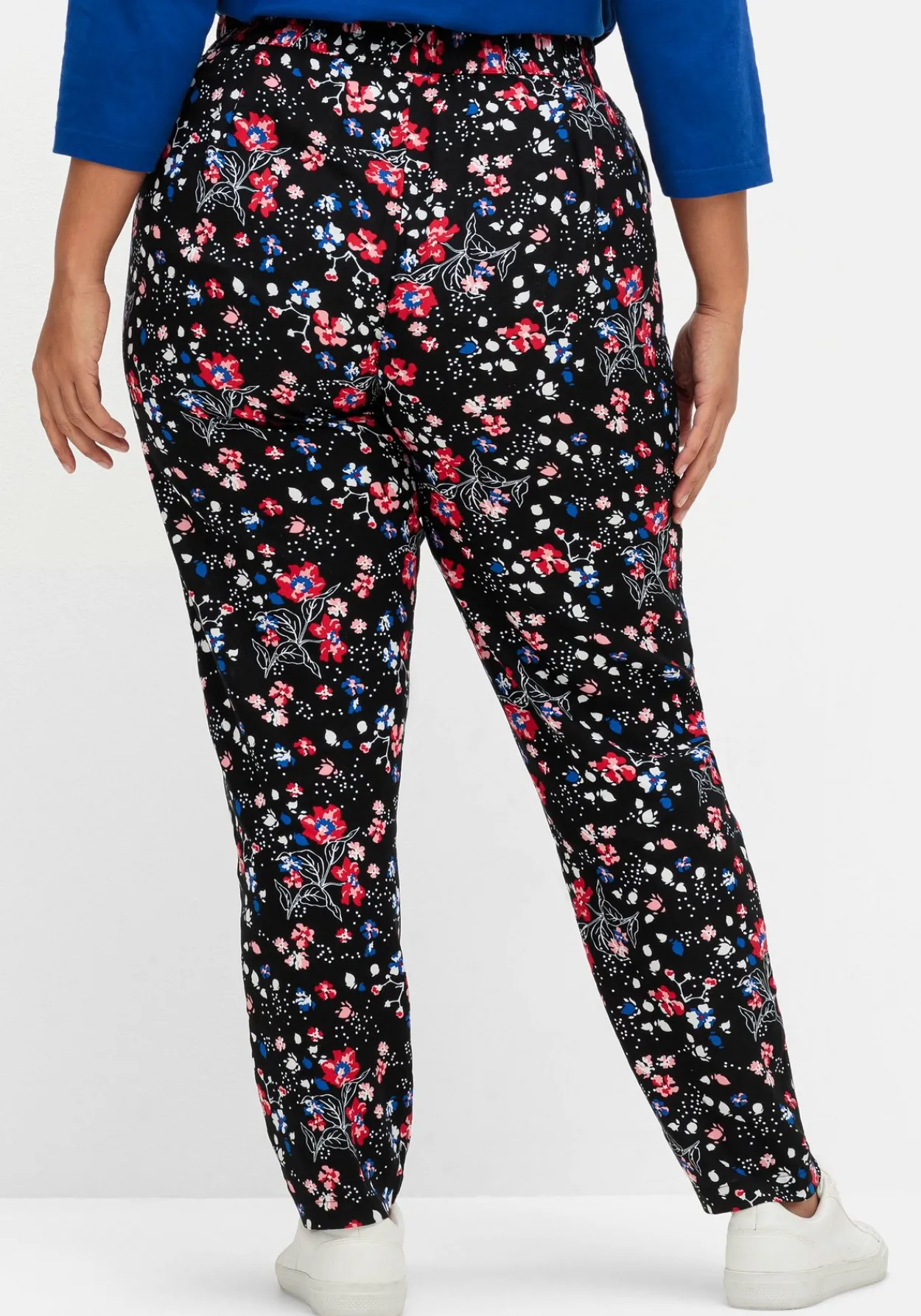 Schmale Hose mit Gummibund und Blumenprint<sheego Discount