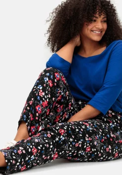 Schmale Hose mit Gummibund und Blumenprint<sheego Discount