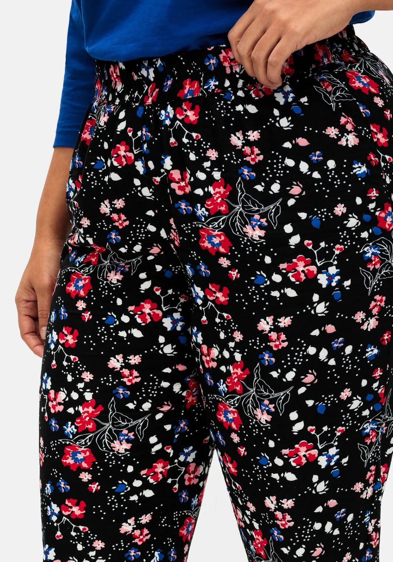 Schmale Hose mit Gummibund und Blumenprint<sheego Discount