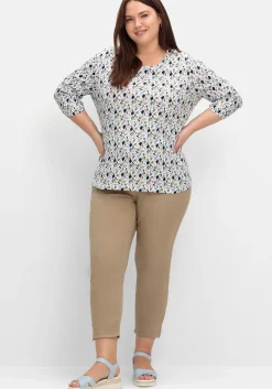 Schmale 7/8-Jeans mit Dehnbund und Zipper am Saum<sheego Sale