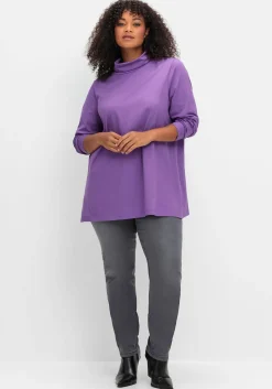 Schmale Jeans mit elastischen Kontrast-Einsätzen<sheego Sale