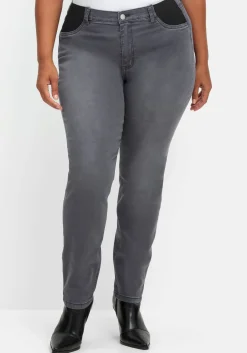 Schmale Jeans mit elastischen Kontrast-Einsätzen<sheego Sale