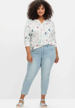 Schmale 7/8-Jeans mit Glitzersteinen am Saum<sheego Clearance