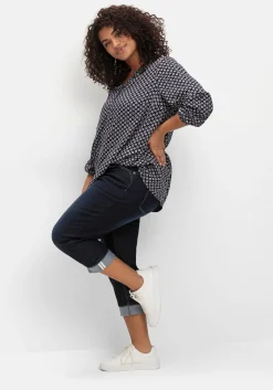 Schmale 7/8-Jeans mit Kontrasttape innen am Saum<sheego Sale