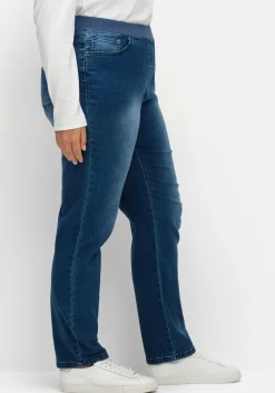 Schmale Jeans mit Rippstrick-Dehnbund<sheego Online