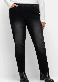 Schmale Jeans mit Rippstrick-Dehnbund<sheego Hot