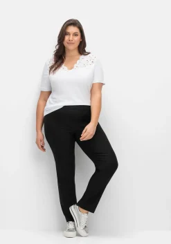 Schmale Stretchhose mit breitem Dehnbund<CREATION L PREMIUM Discount