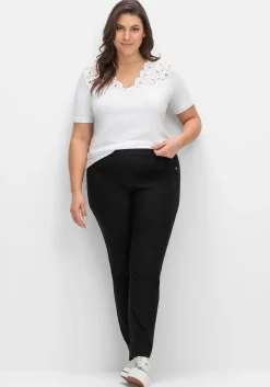 Schmale Stretchhose mit breitem Dehnbund<CREATION L PREMIUM Discount