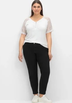 Schmale Superstretch-Jeans mit Glitzer-Details<CREATION L PREMIUM Hot