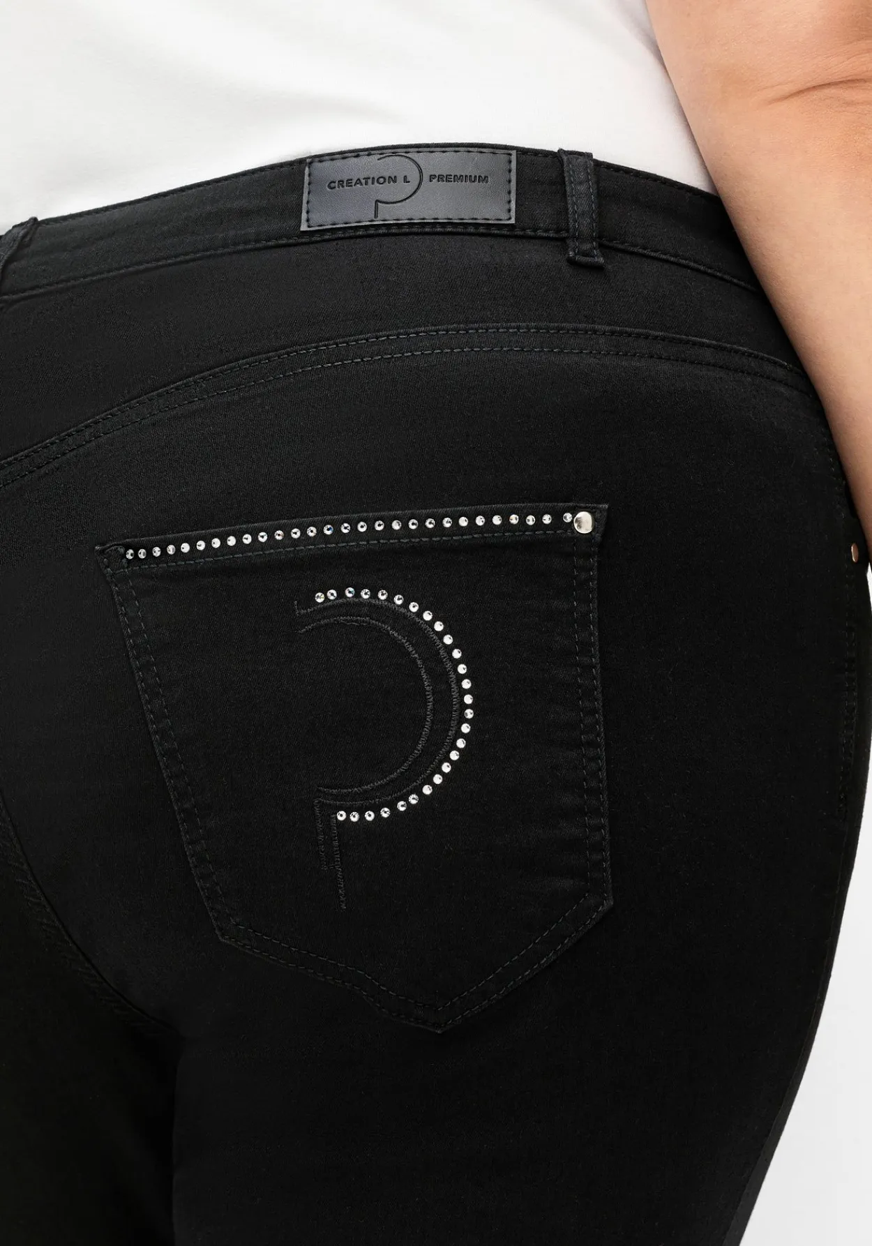 Schmale Superstretch-Jeans mit Glitzer-Details<CREATION L PREMIUM Hot