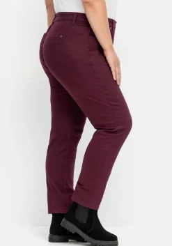 Schmale Twillhose mit Stickerei und Ziernähten<sheego Discount