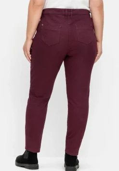 Schmale Twillhose mit Stickerei und Ziernähten<sheego Discount