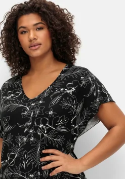 Set aus floralem Jerseyshirt und 3/4-Leggings<sheego Sale