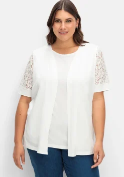 Set aus Spitzenshirt und Weste<sheego Outlet