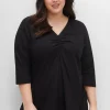Shirt aus Jersey, mit V-Ausschnitt und Kellerfalte<sheego Fashion
