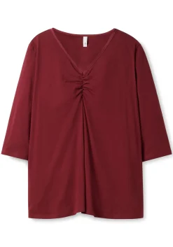 Shirt aus Jersey, mit V-Ausschnitt und Kellerfalte<sheego Discount