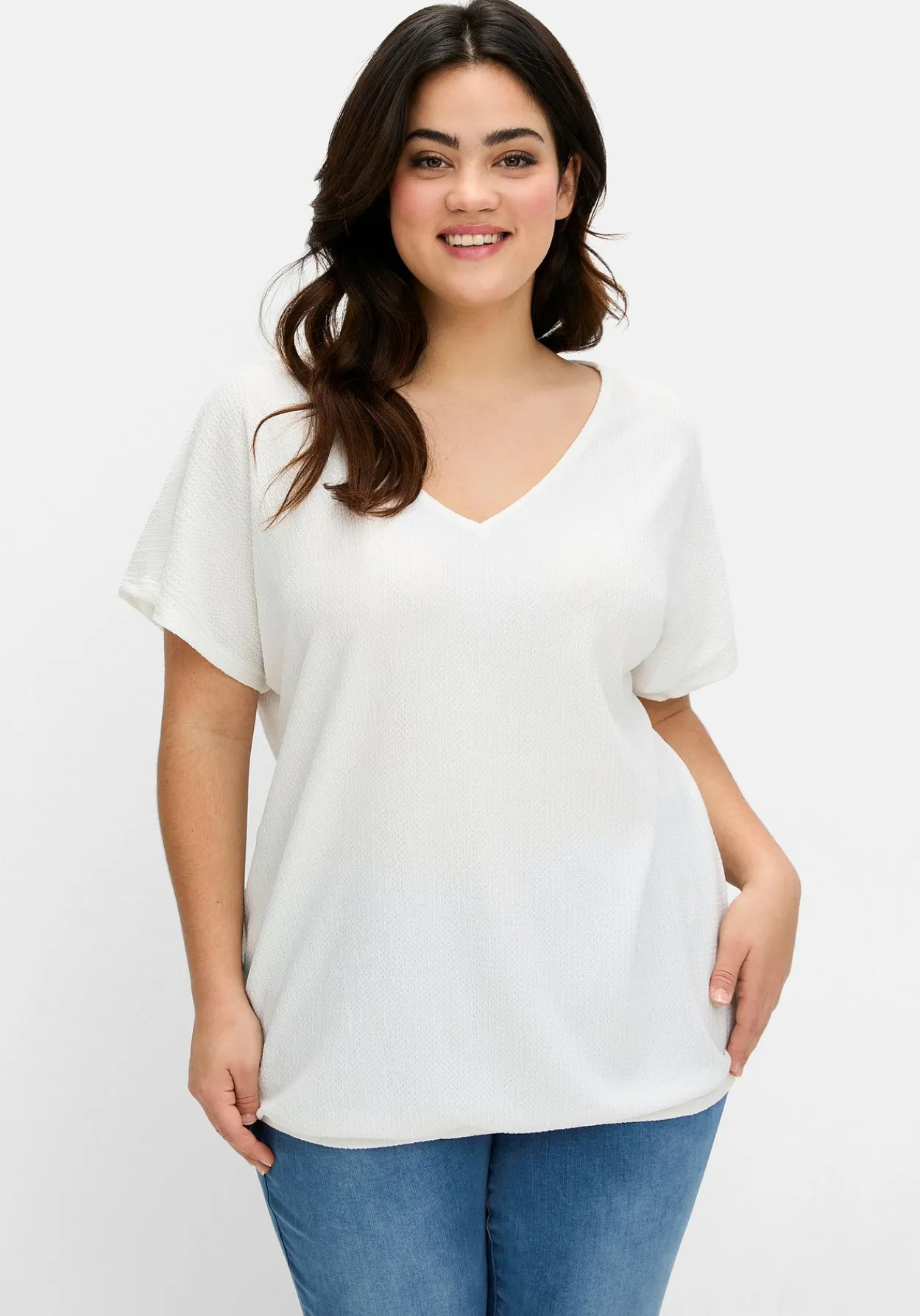 Shirt aus Struktur-Jersey, mit Gummizugsaum<sheego Clearance