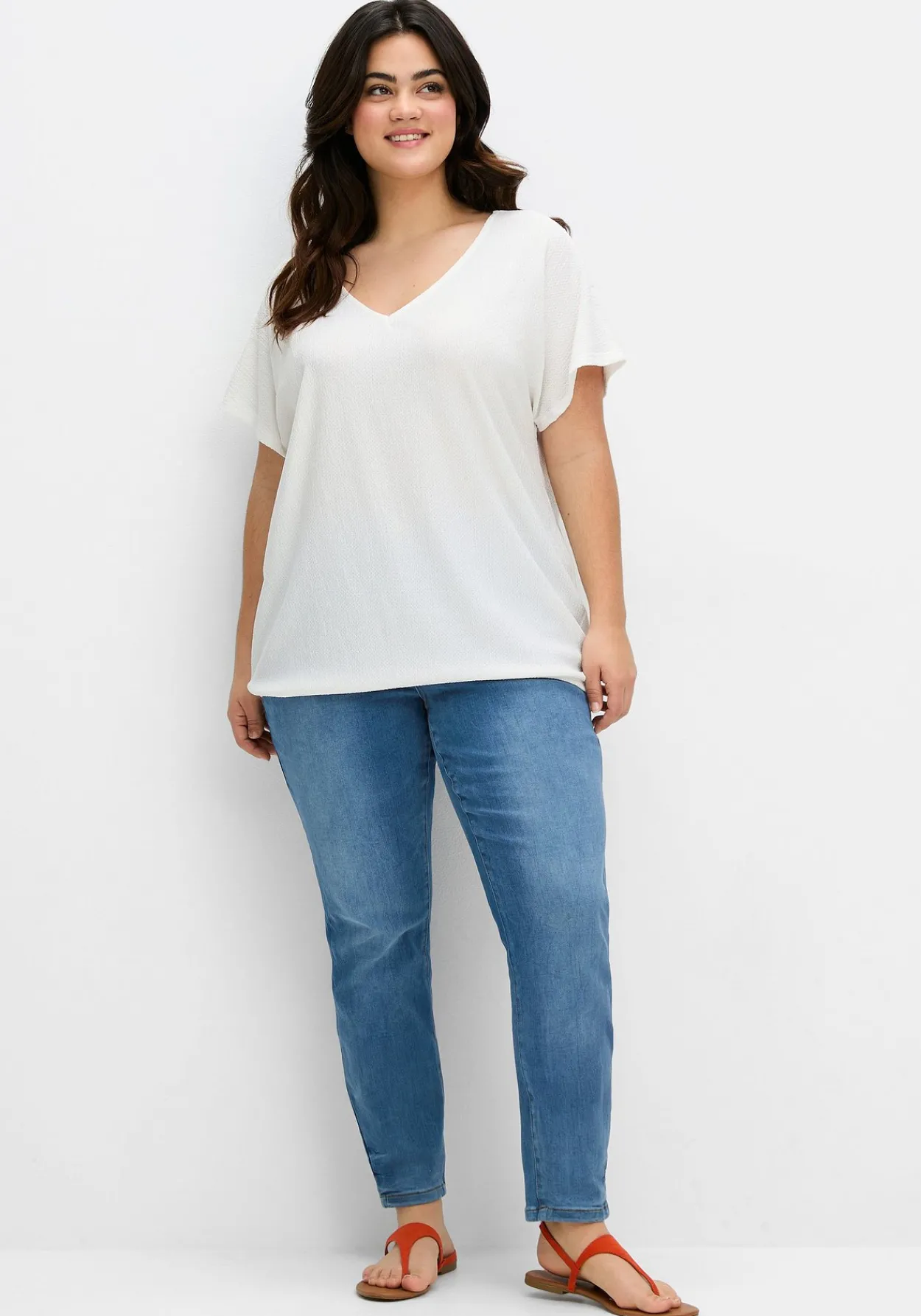 Shirt aus Struktur-Jersey, mit Gummizugsaum<sheego Clearance