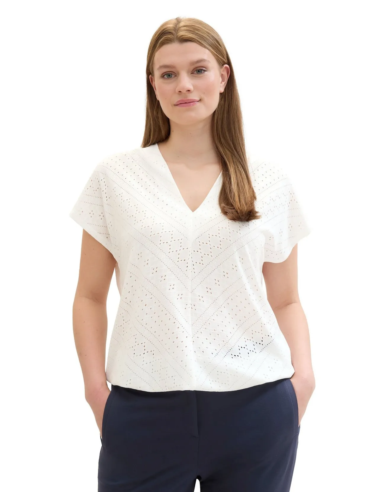 Shirt im Ajourmuster, mit elastischem Bund<TOM TAILOR Plus New