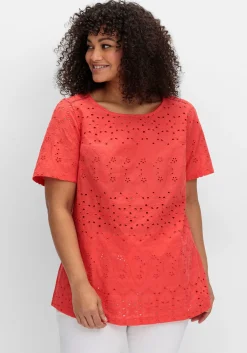 Shirt im Materialmix, mit Lochstickereien<sheego by Joe Browns Fashion