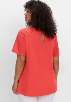 Shirt im Materialmix, mit Lochstickereien<sheego by Joe Browns Fashion