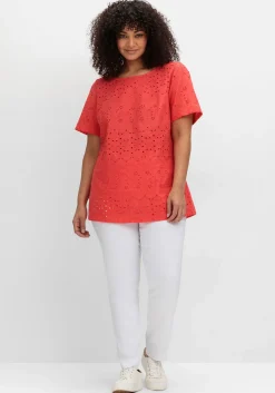 Shirt im Materialmix, mit Lochstickereien<sheego by Joe Browns Fashion