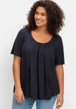 Shirt in A-Linie mit dekorativer Blende, aus Viskose-Jersey<sheego Outlet