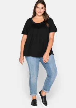 Shirt in A-Linie mit dekorativer Blende, aus Viskose-Jersey<sheego Outlet