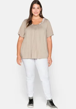 Shirt in A-Linie mit dekorativer Blende, aus Viskose-Jersey<sheego Sale