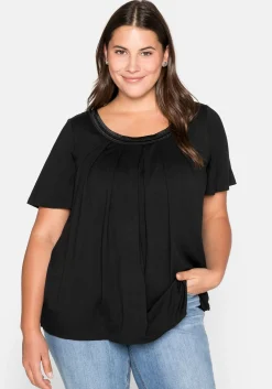 Shirt in A-Linie mit dekorativer Blende, aus Viskose-Jersey<sheego Outlet