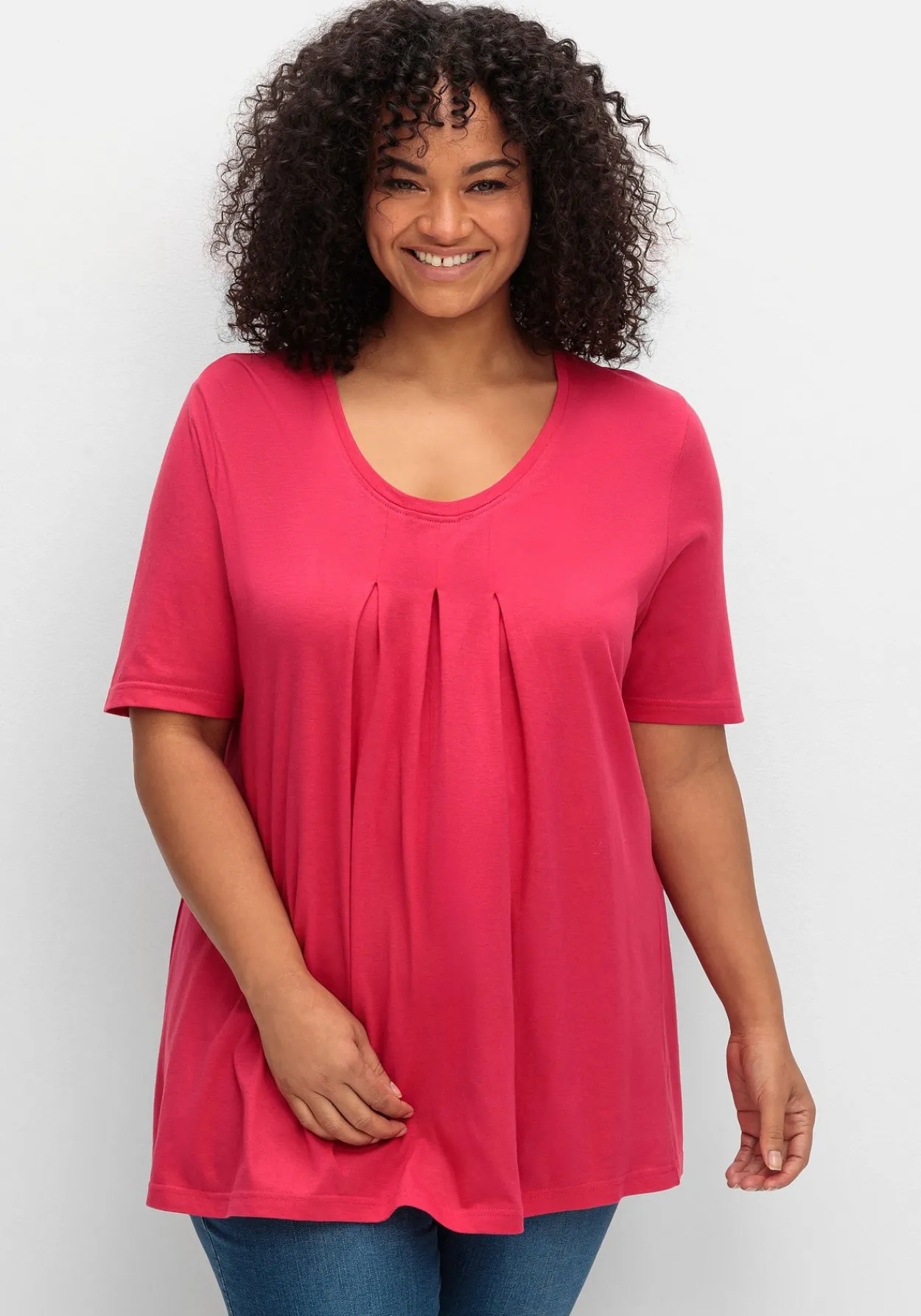 Shirt in A-Linie, mit Kellerfalten am Ausschnitt<sheego Hot