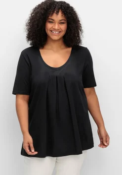 Shirt in A-Linie, mit Kellerfalten am Ausschnitt<sheego Outlet