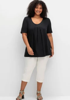 Shirt in A-Linie, mit Kellerfalten am Ausschnitt<sheego Outlet